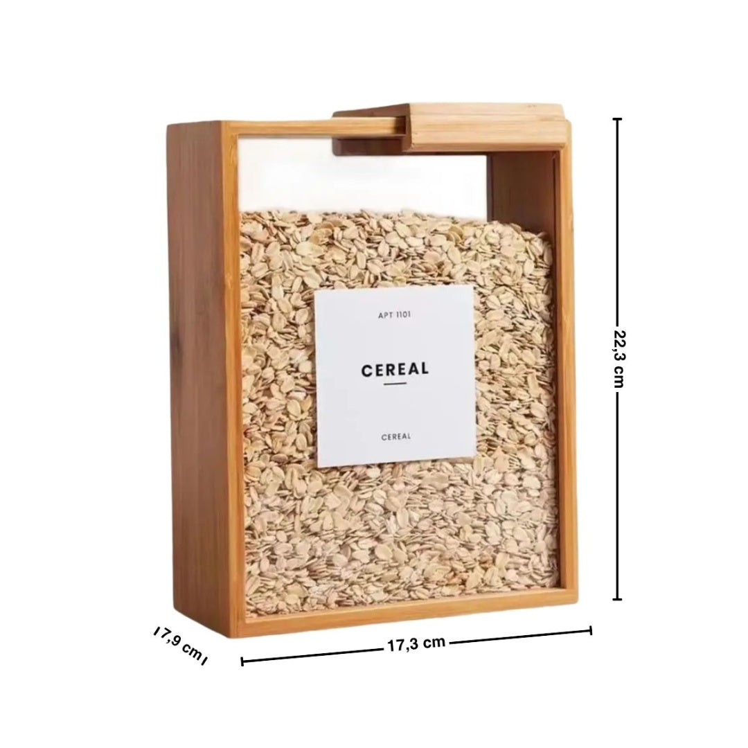 Contenedor De Cereales De Bambú con Tapa Deslizante