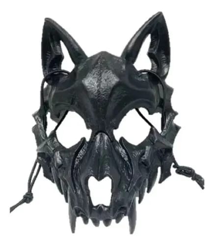 Mascara De Lobo Negro Plástico Duro Halloween