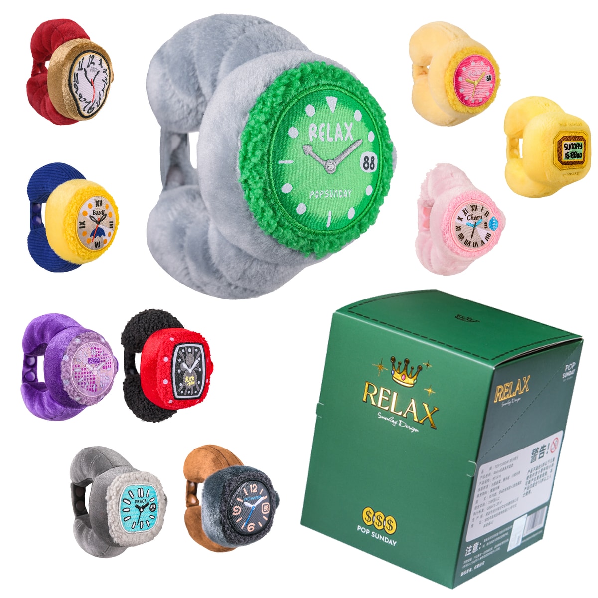 Reloj De Peluche Pulsera Ajustable Varios Colores