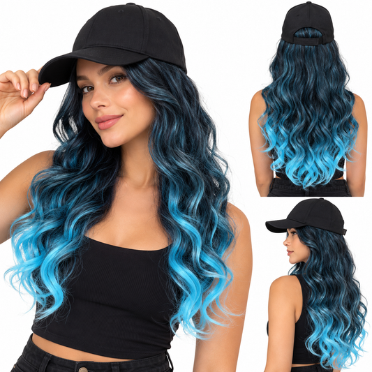Gorra negra con Peluca 40 CM 3 COLORES