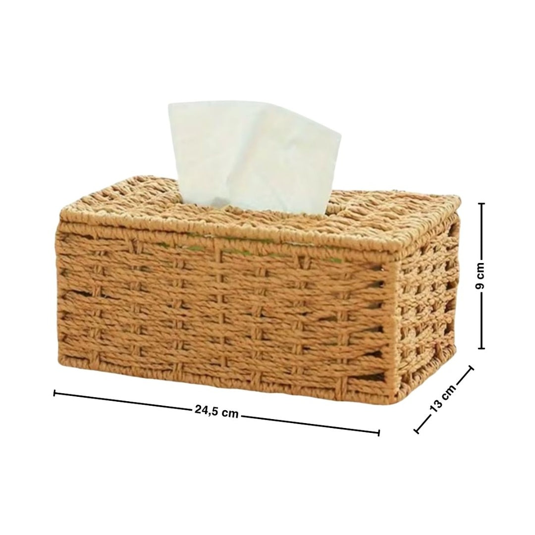 Caja Dispensadora De Pañuelos Tejida Hilo Natural