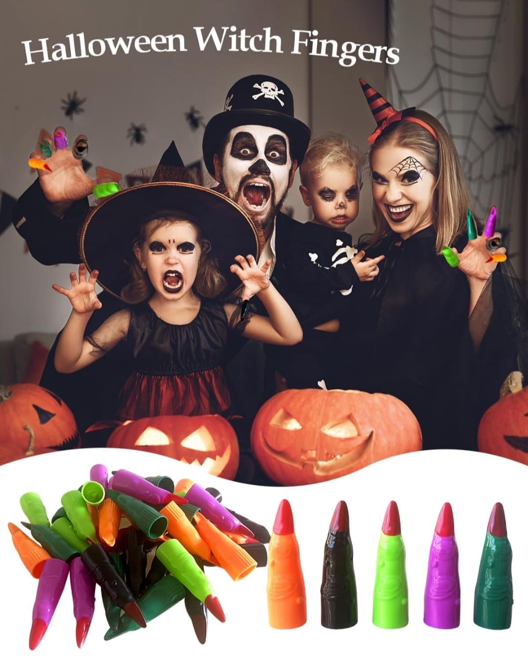 Uñas De Bruja Disfraz Halloween Pack X10 Accesorios