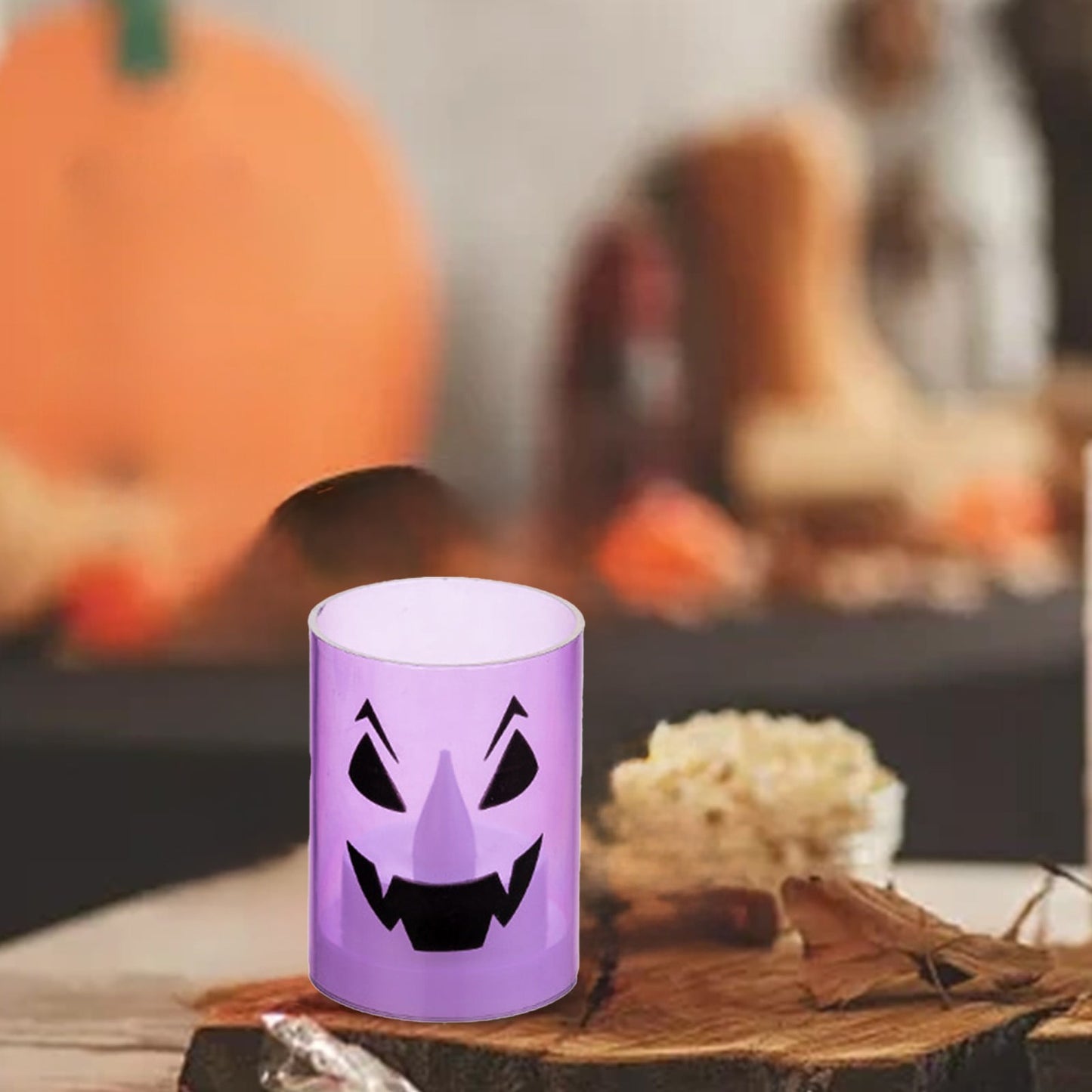 Vela Led En Acrílico 7cm A Pila Pack X2 Halloween