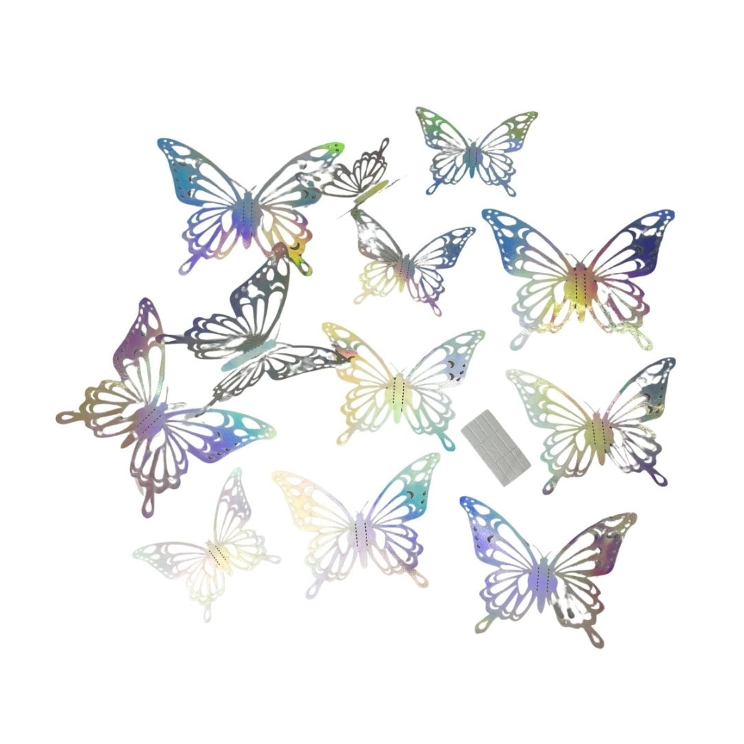 Set De 12 Mariposas 3d Decorativas Autoadhesivas