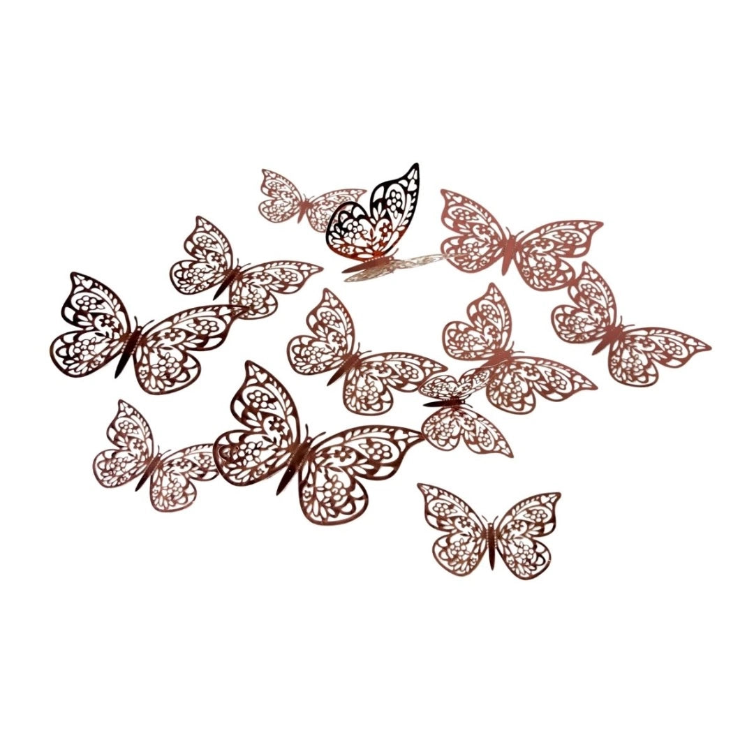 Set De 12 Mariposas 3d Decorativas Autoadhesivas