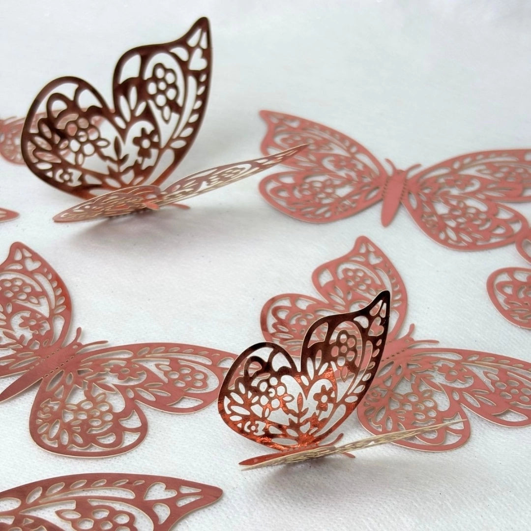 Set De 12 Mariposas 3d Decorativas Autoadhesivas