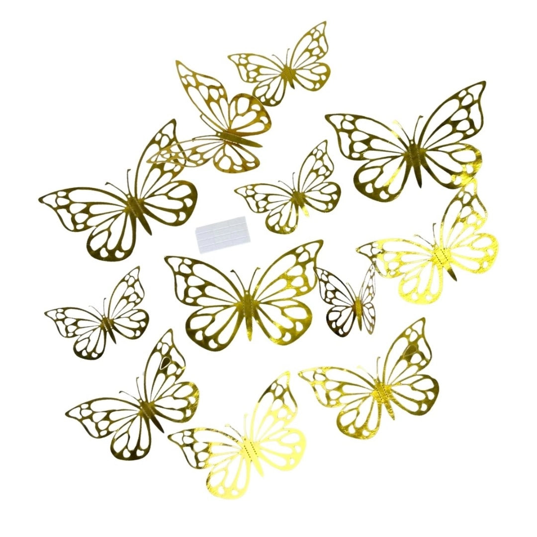 Set De 12 Mariposas 3d Decorativas Autoadhesivas
