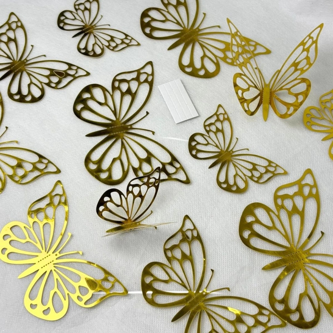 Set De 12 Mariposas 3d Decorativas Autoadhesivas