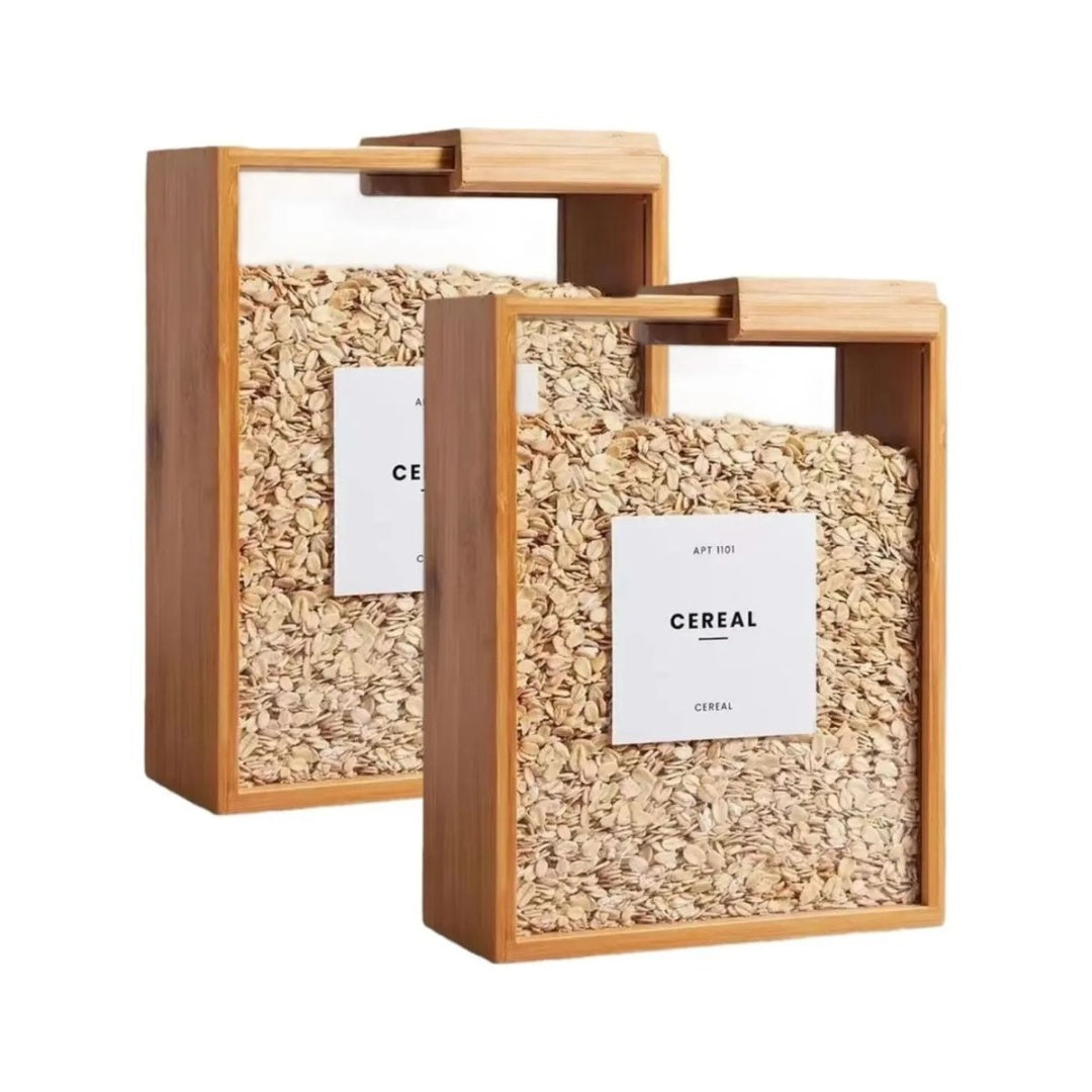 Contenedor De Cereales De Bambú con Tapa Deslizante