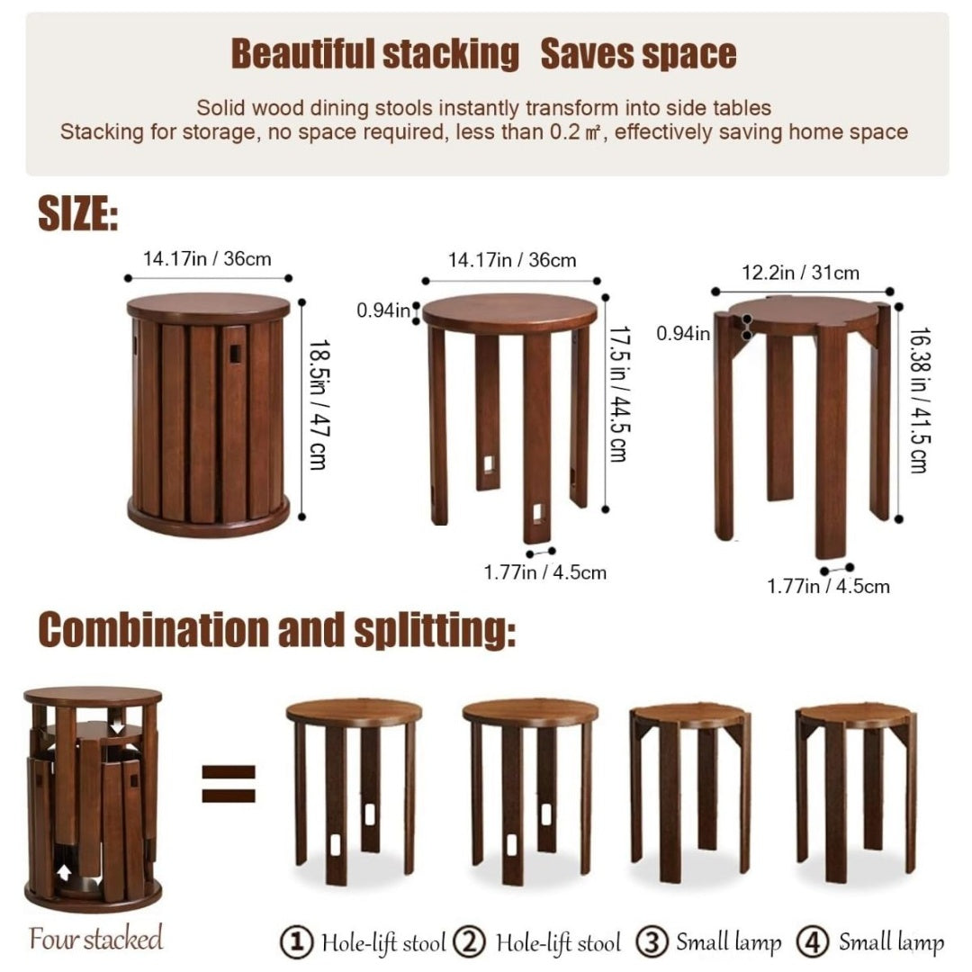 Mesa con Taburetes 4 En 1 En Madera Multifuncion