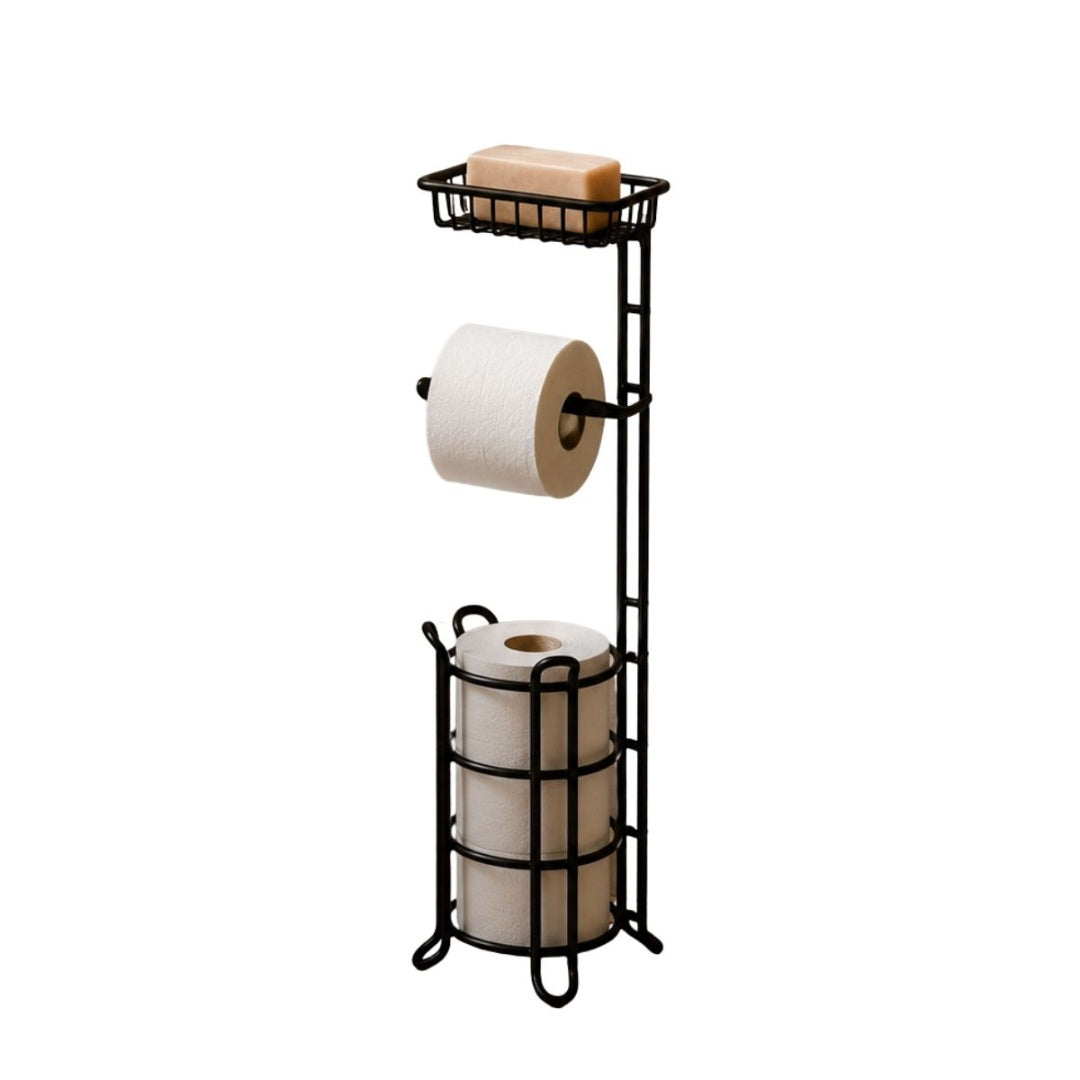 Porta Papel Higienico De Pie con Porta Celular Negro
