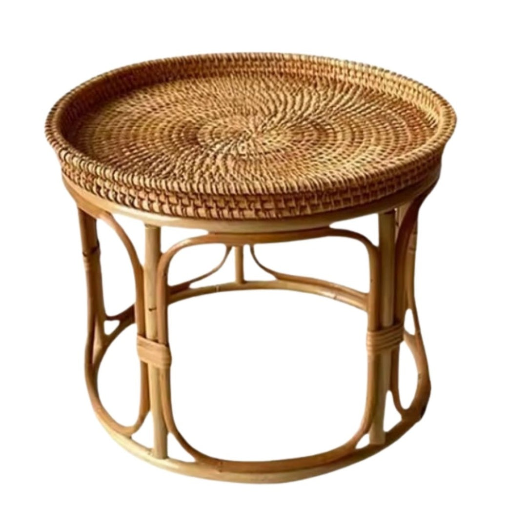 Mesa Ratona Auxiliar De Mimbre Artesanal 25x32