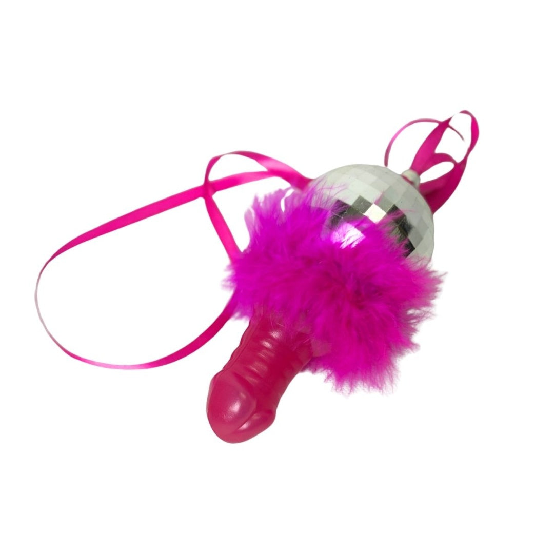 Colgante De Pene Con Plumas Bola Espejo Despedida de solteros