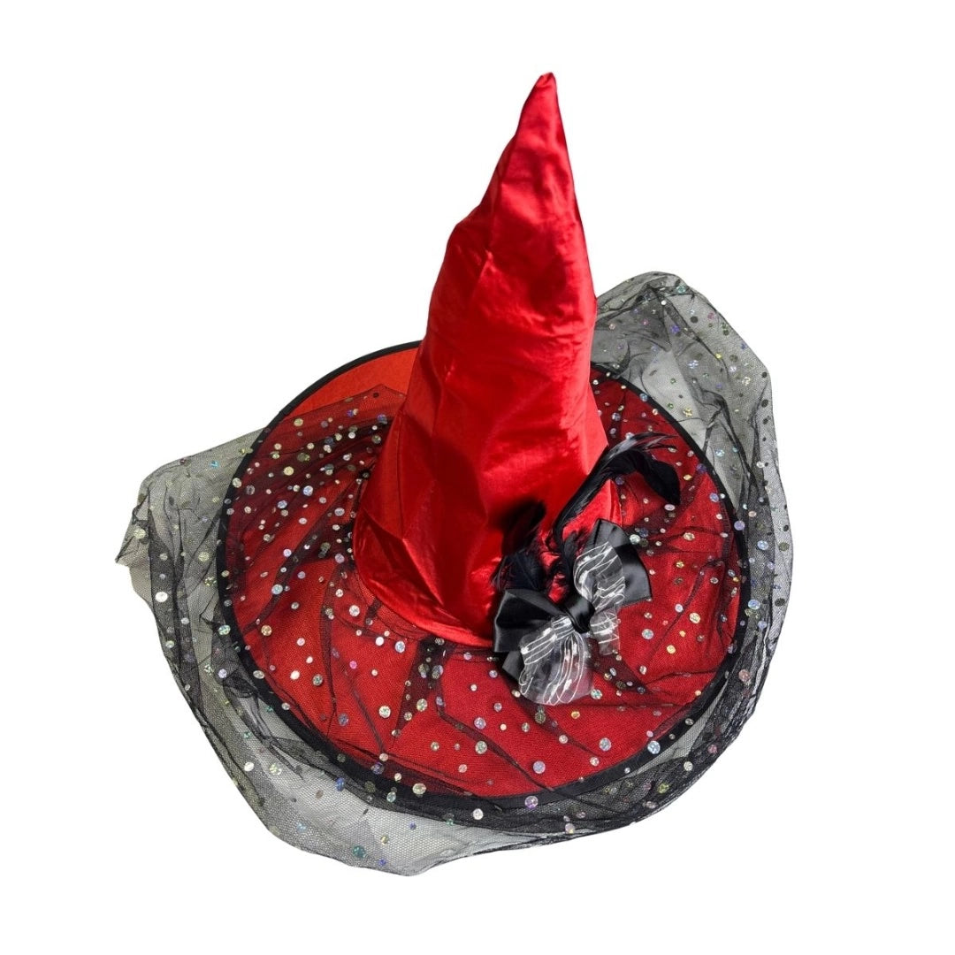 Sombrero Gorro De Bruja Con Tul Halloween
