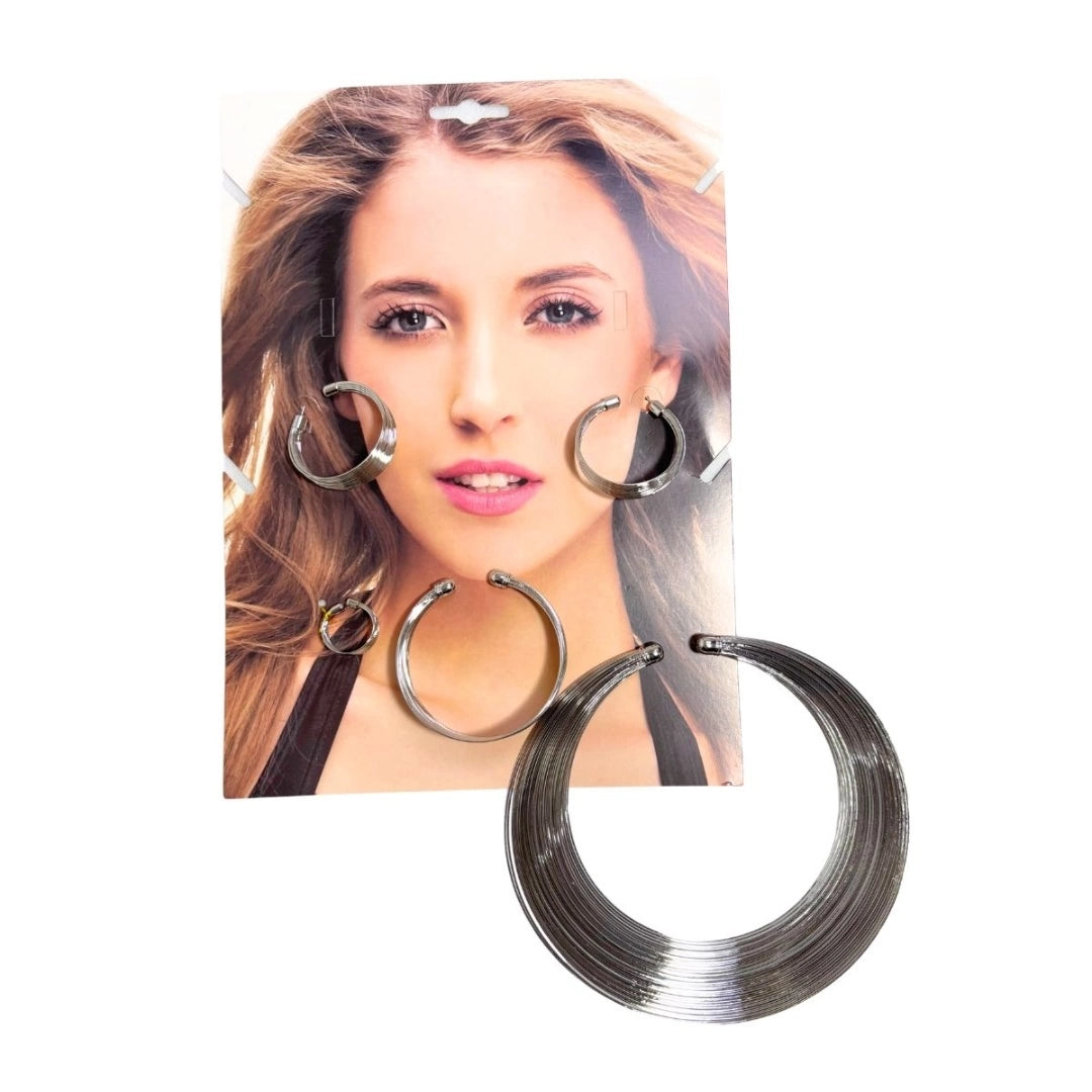 Set Bijou Collar Pulsera Y Caravanas Años 90