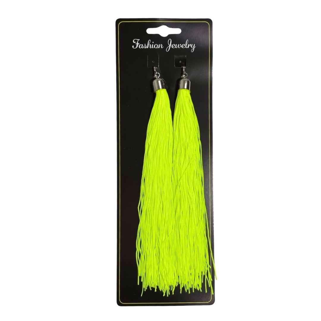 Caravanas Aros Con Flecos Fluo Colgantes