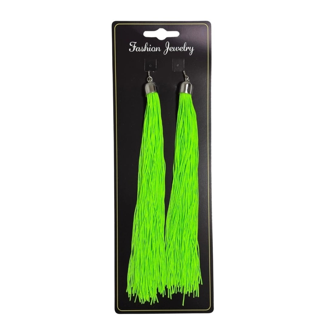 Caravanas Aros Con Flecos Fluo Colgantes