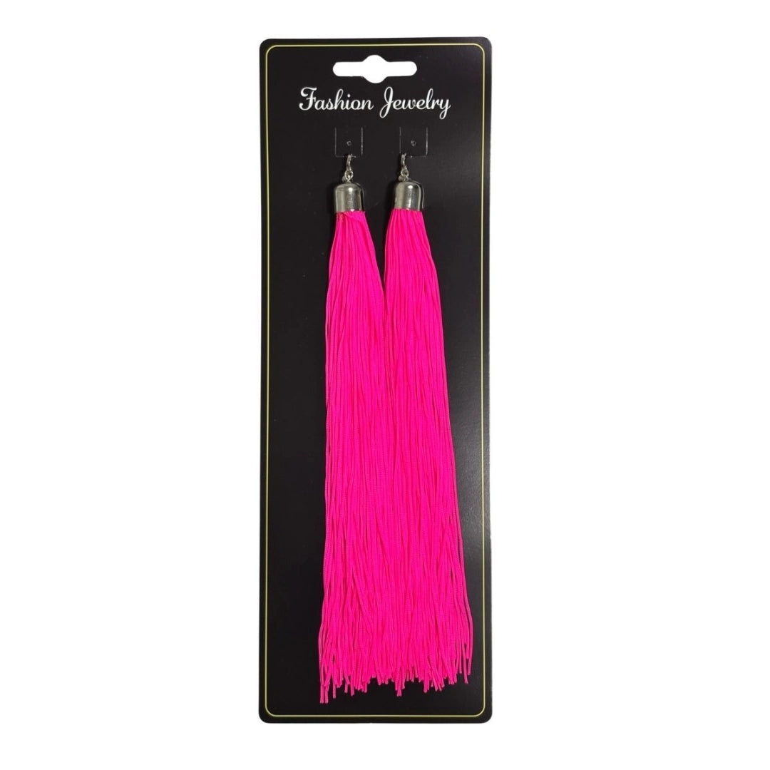 Caravanas Aros Con Flecos Fluo Colgantes