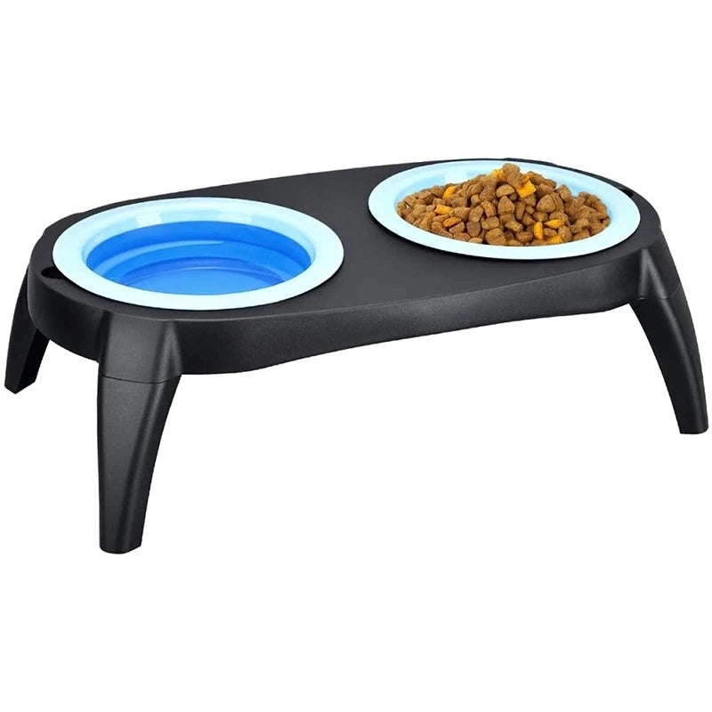 Comedero Doble Alto Elevado Para Mascotas Plegable