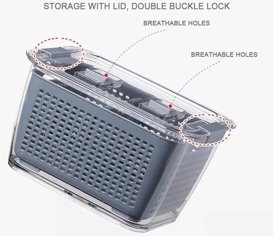 contenedor Organizador De Heladera Con Escurridor Y Tapa