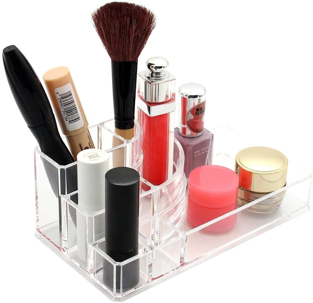 Organizador De Acrilico Para Maquillaje Doble Cajon Color Transparente