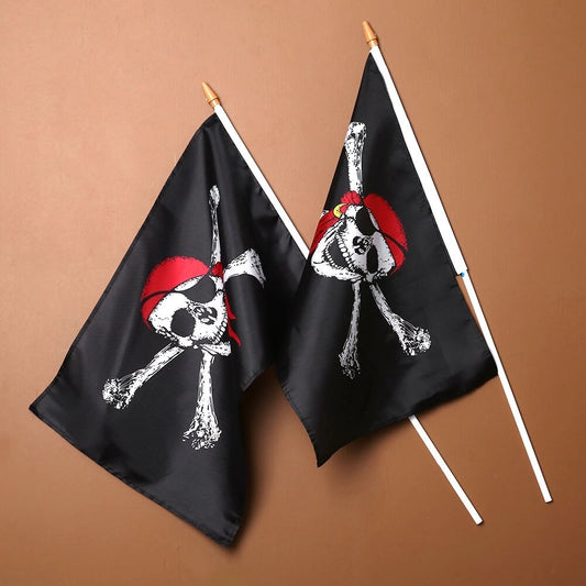 Bandera Pirata Calavera Negra Con Pañuelo Halloween