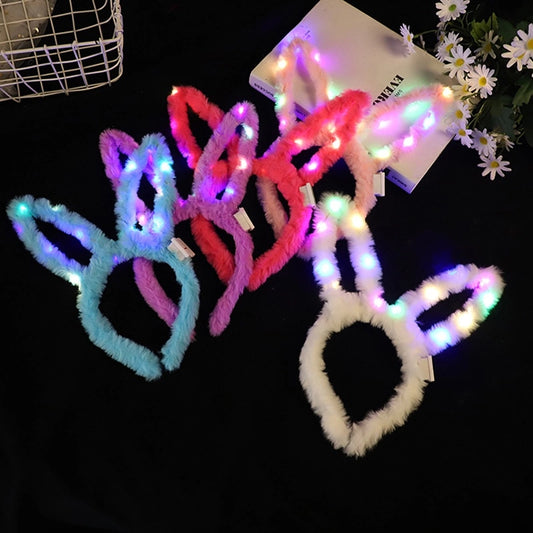 5 Diademas Orejas Conejo Luminosa Luz Led Disfraz