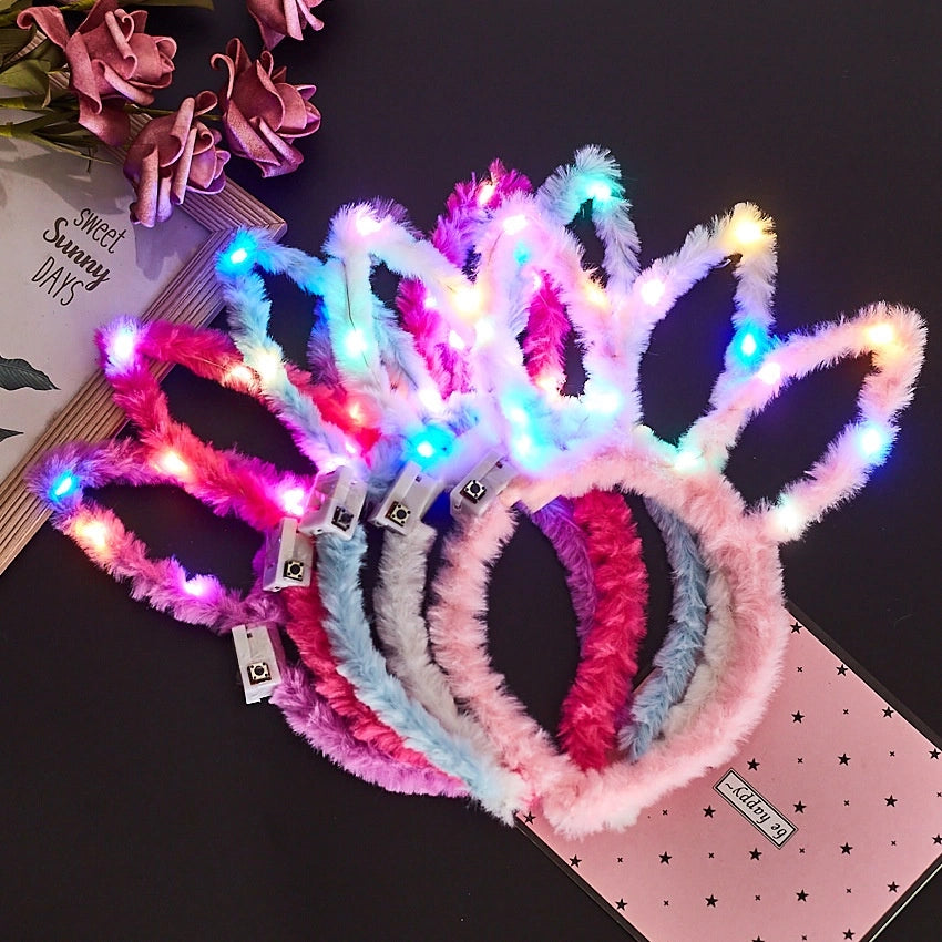 5 Diademas Orejas Conejo Luminosa Luz Led Disfraz