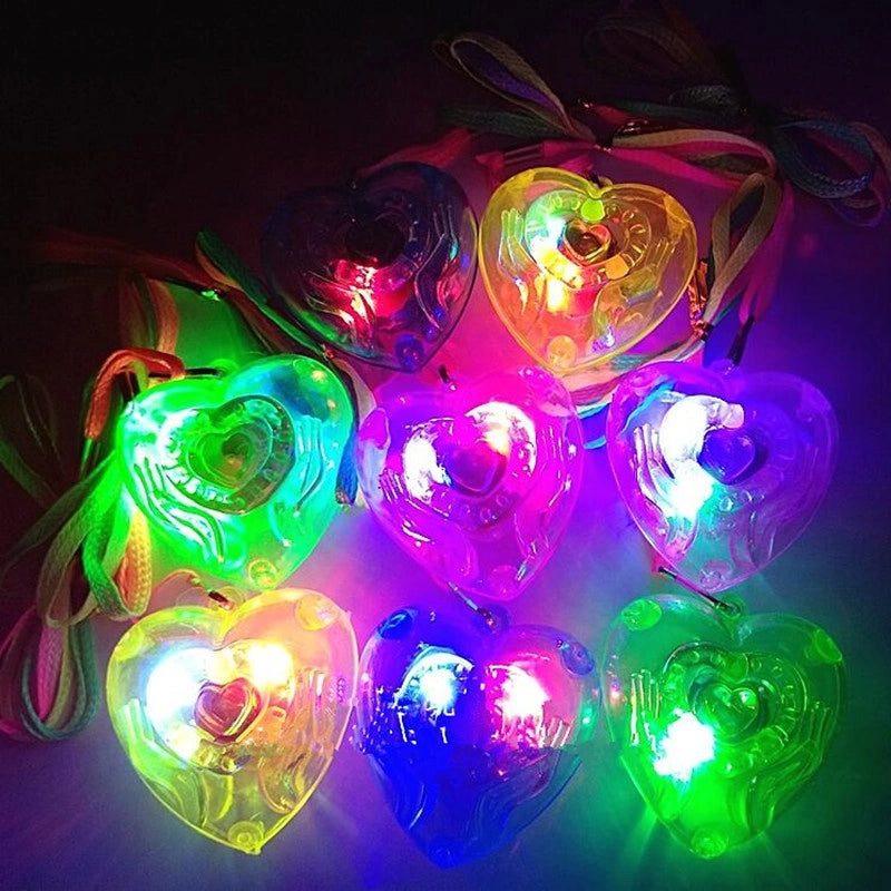 Collar Corazón Luminoso Plástico Surtidos Pack X12 Cotillon