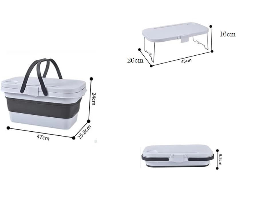 Cesta De Pícnic Plegable Expandible Con Mesa 47x24