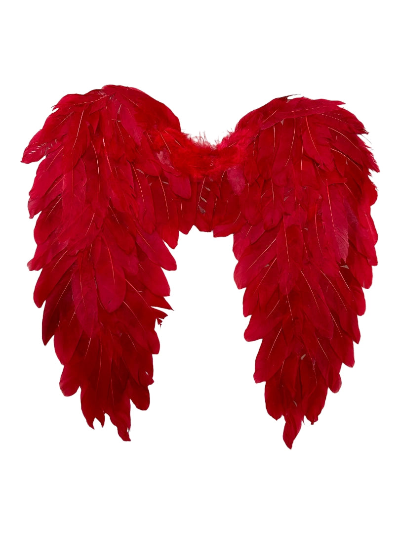Alas De Plumas Rojas Disfraz Ángel O Diabla 45x45cm