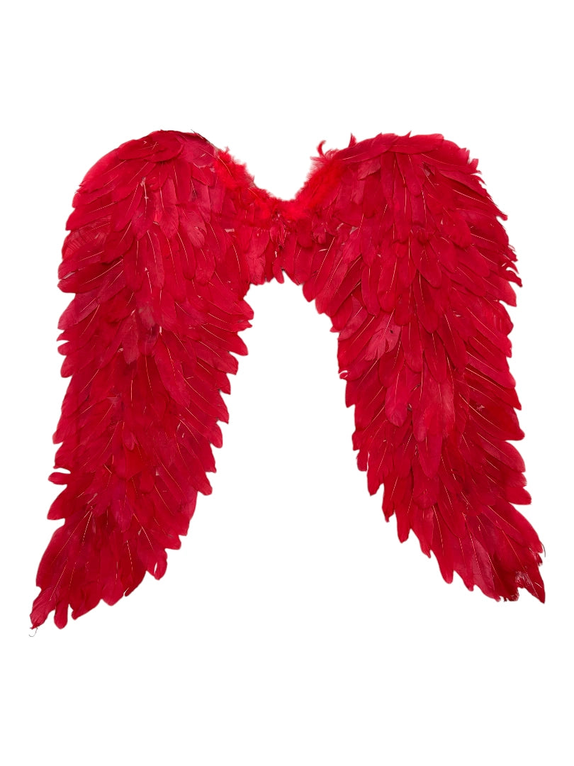 Alas De Plumas Rojas Disfraz Ángel O Diabla 45x45cm
