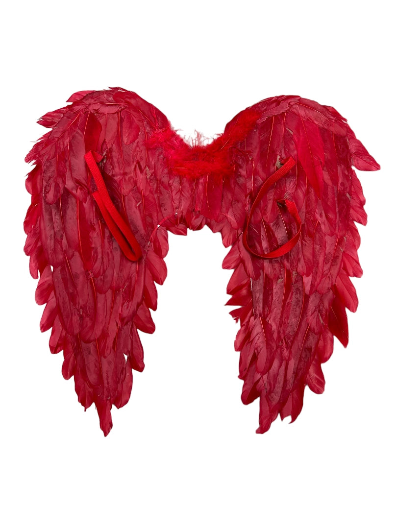 Alas De Plumas Rojas Disfraz Ángel O Diabla 45x45cm