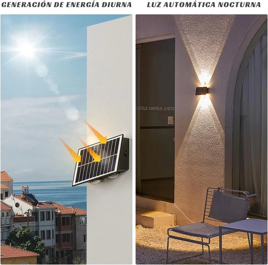 Focos Solar Bidireccional De Pared Exterior Cálida