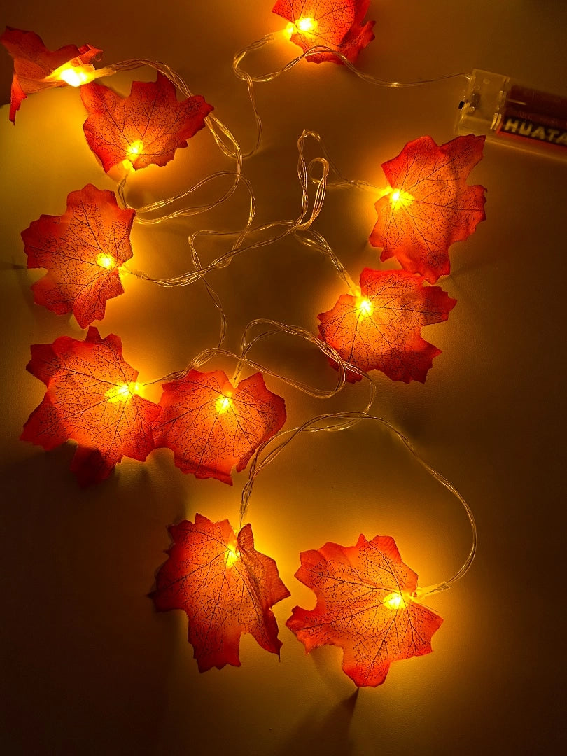 Guirnalda De Luces Led Hojas De Arce Halloween