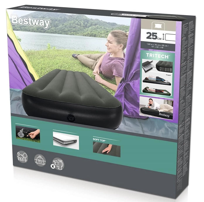 Colchón Inflable Bestway 1 Plaza Negro Camping