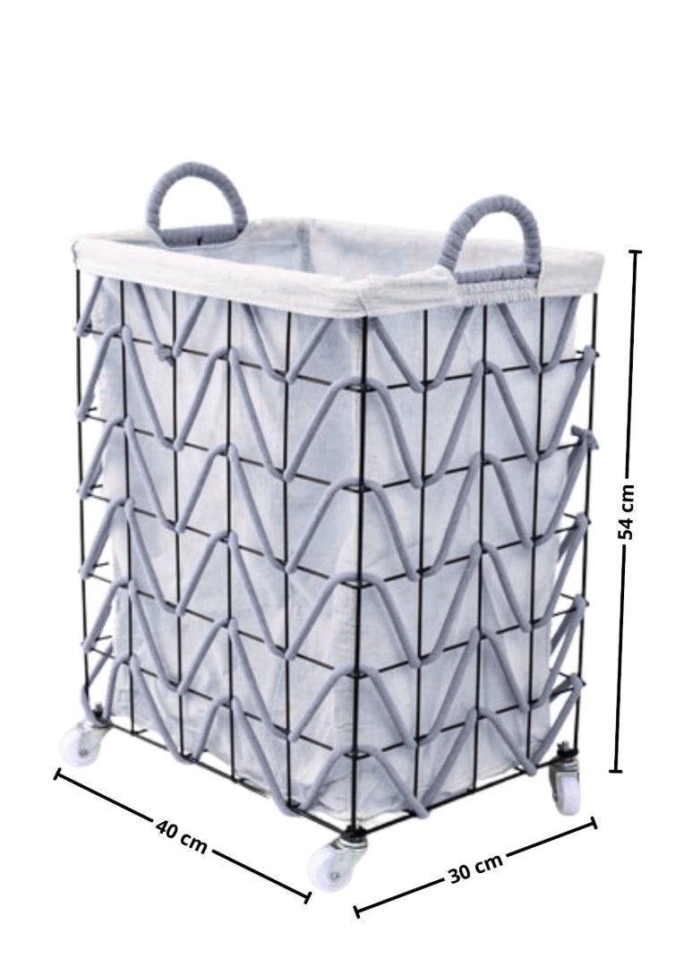 Cesta de lavandería con tejido de cuerda bohemio Grande