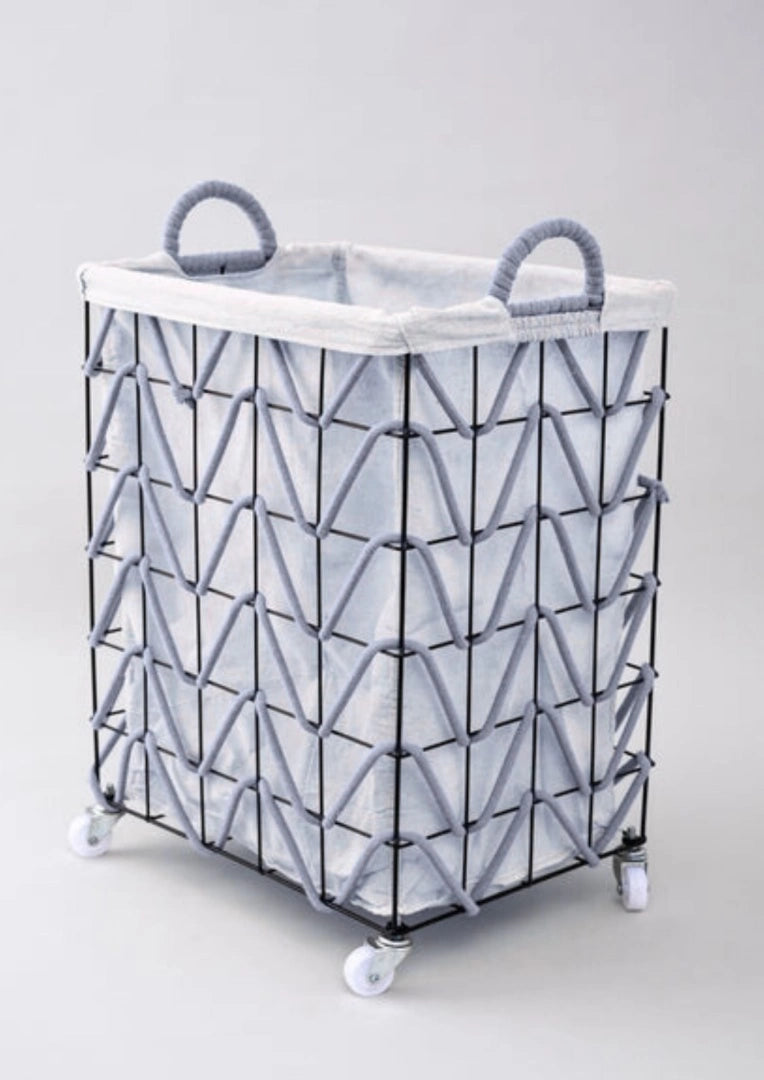 Cesta de lavandería con tejido de cuerda bohemio Grande