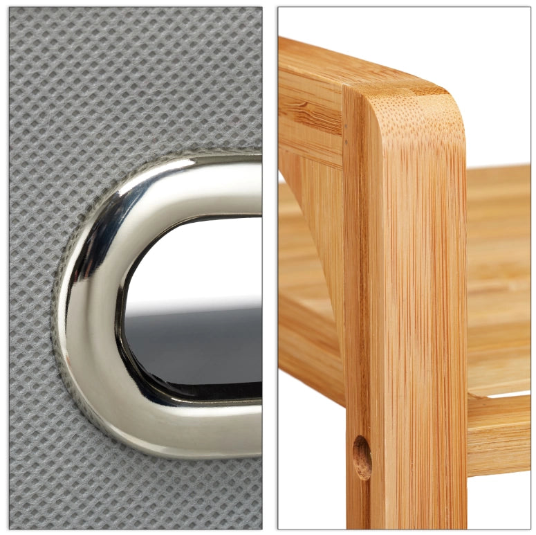 Organizador Mueble Bambu 2 Estantes Y Canasto Ropa