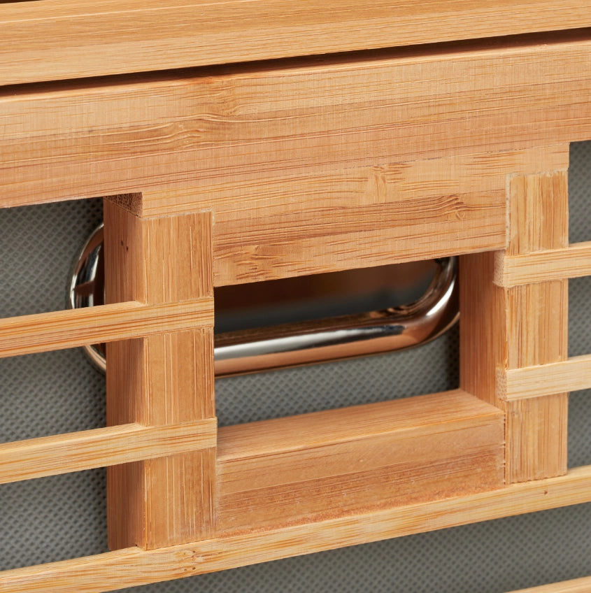 Organizador Mueble Bambu 2 Estantes Y Canasto Ropa