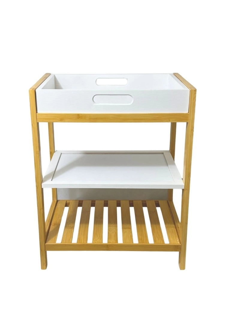 Mueble Mesa Auxiliar De Bambú 3 Pisos