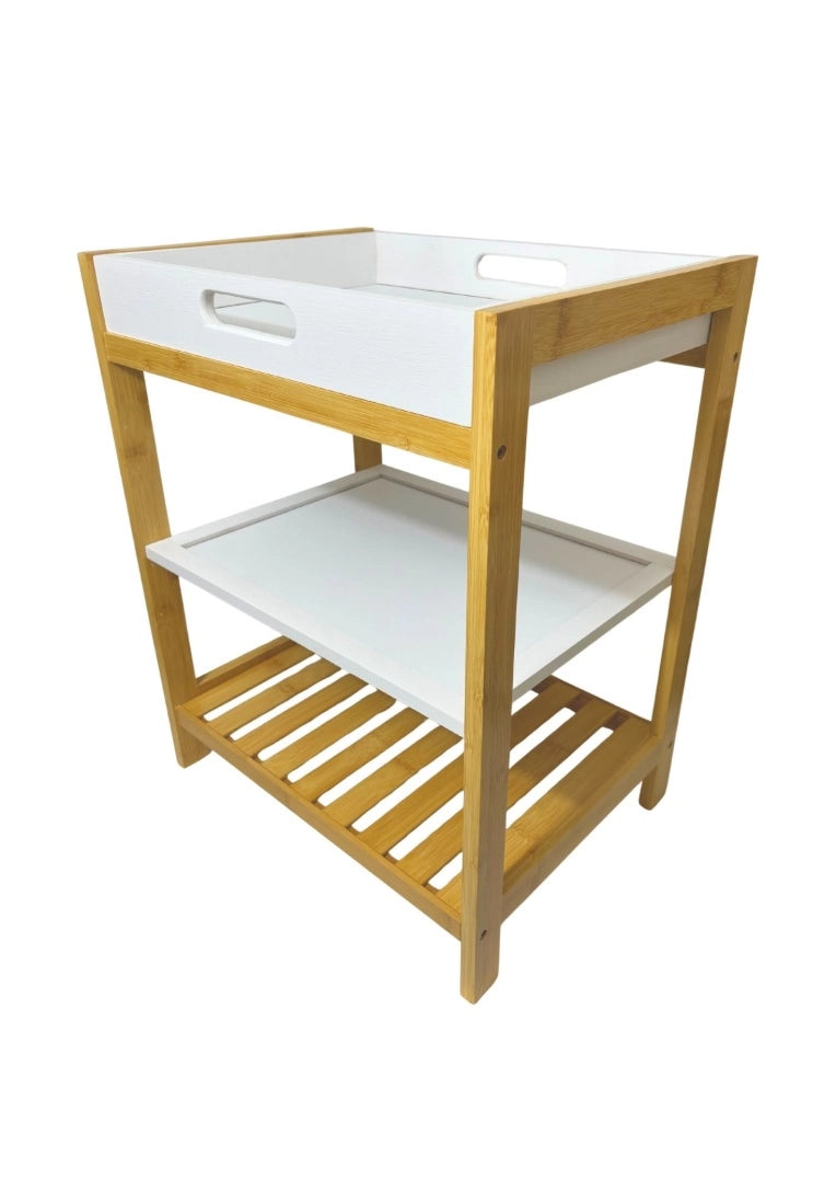 Mueble Mesa Auxiliar De Bambú 3 Pisos