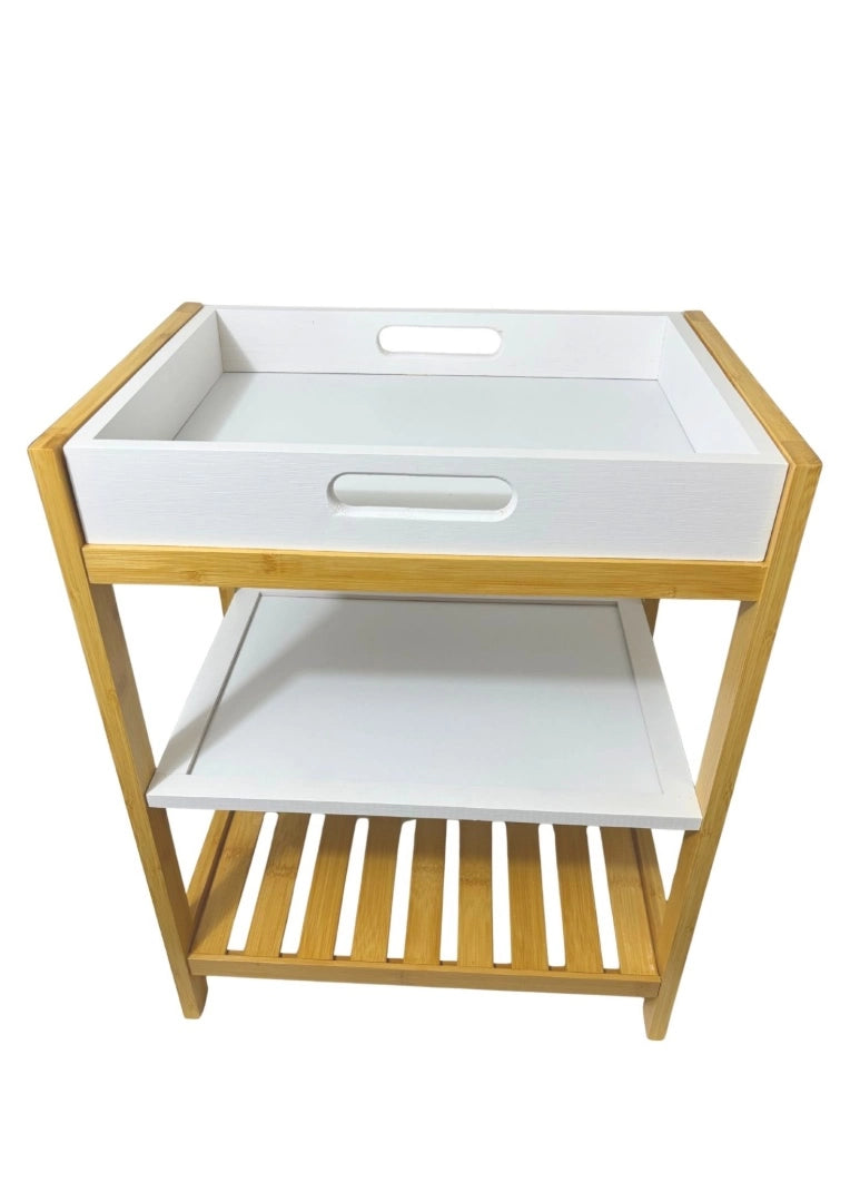 Mueble Mesa Auxiliar De Bambú 3 Pisos