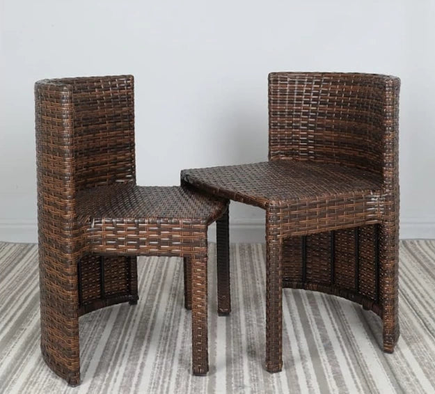 Juego De Balcón Ratán Sintético Mesa Y 2 Sillas