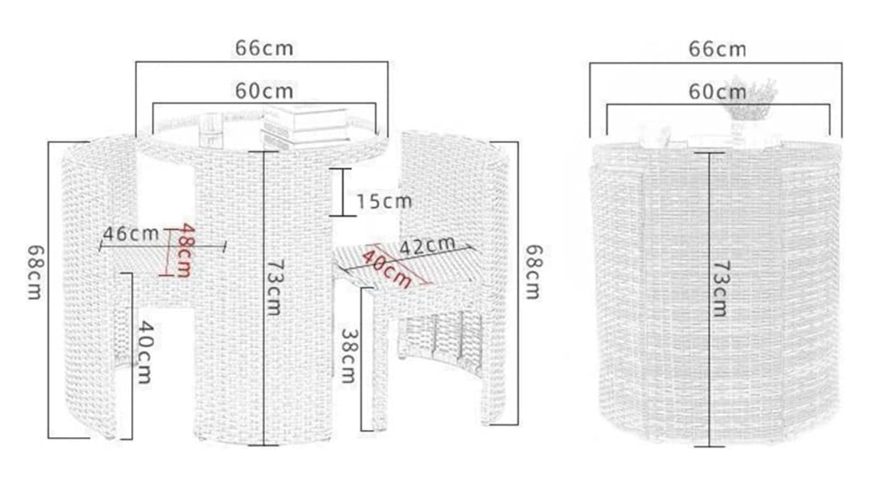 Juego De Balcón Ratán Sintético Mesa Y 2 Sillas