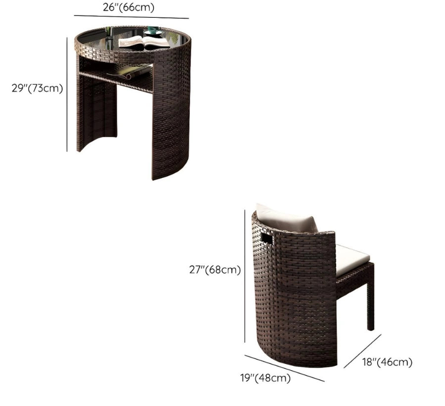 Juego De Balcón Ratán Sintético Mesa Y 2 Sillas