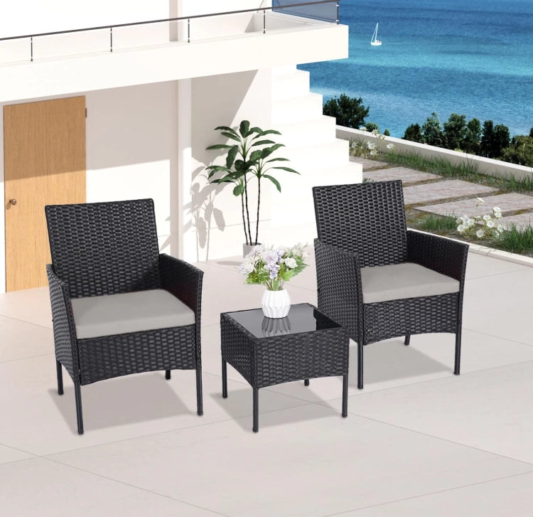 Juego De Jardin Exterior Ratán 3 Piezas Sintetico