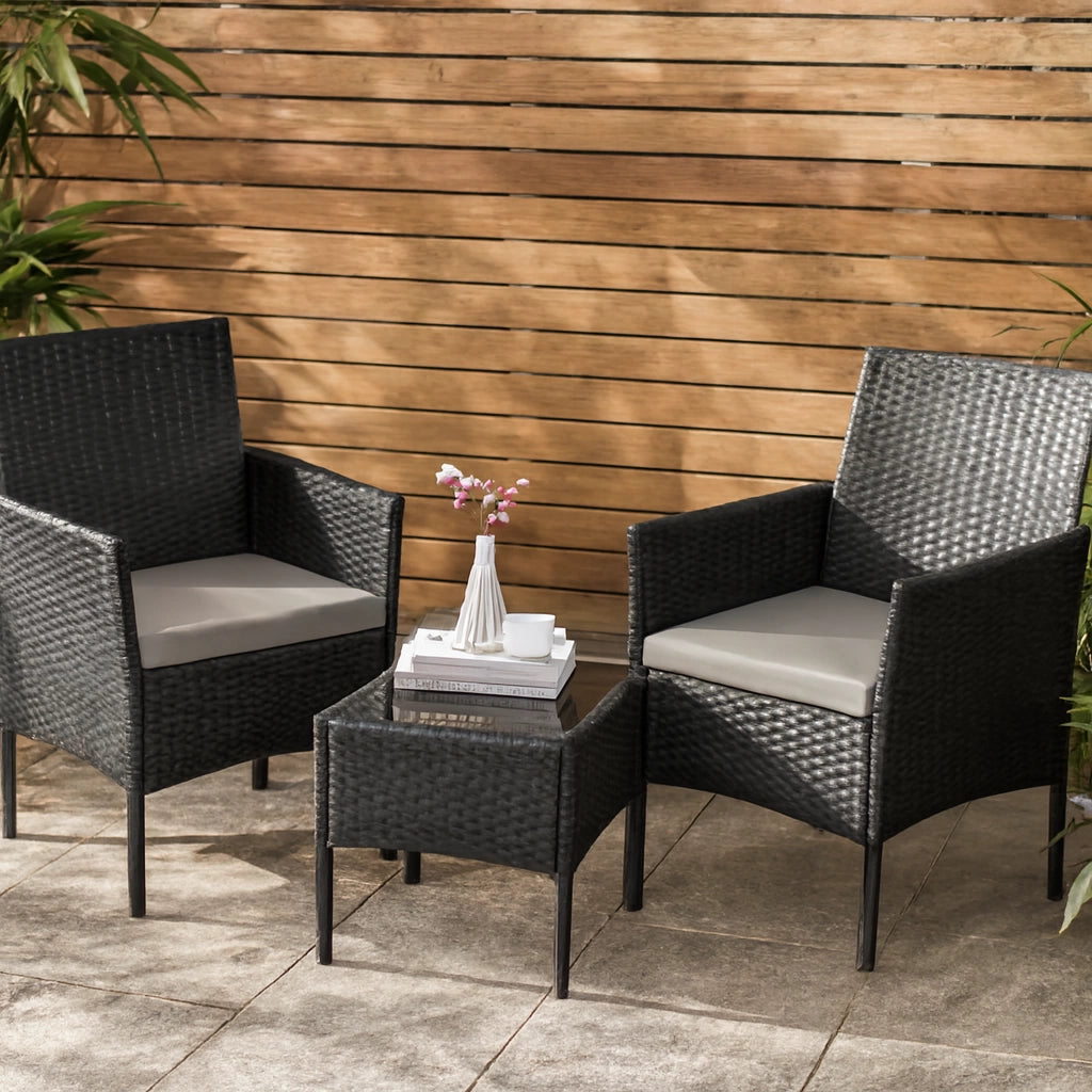 Juego De Jardin Exterior Ratán 3 Piezas Sintetico