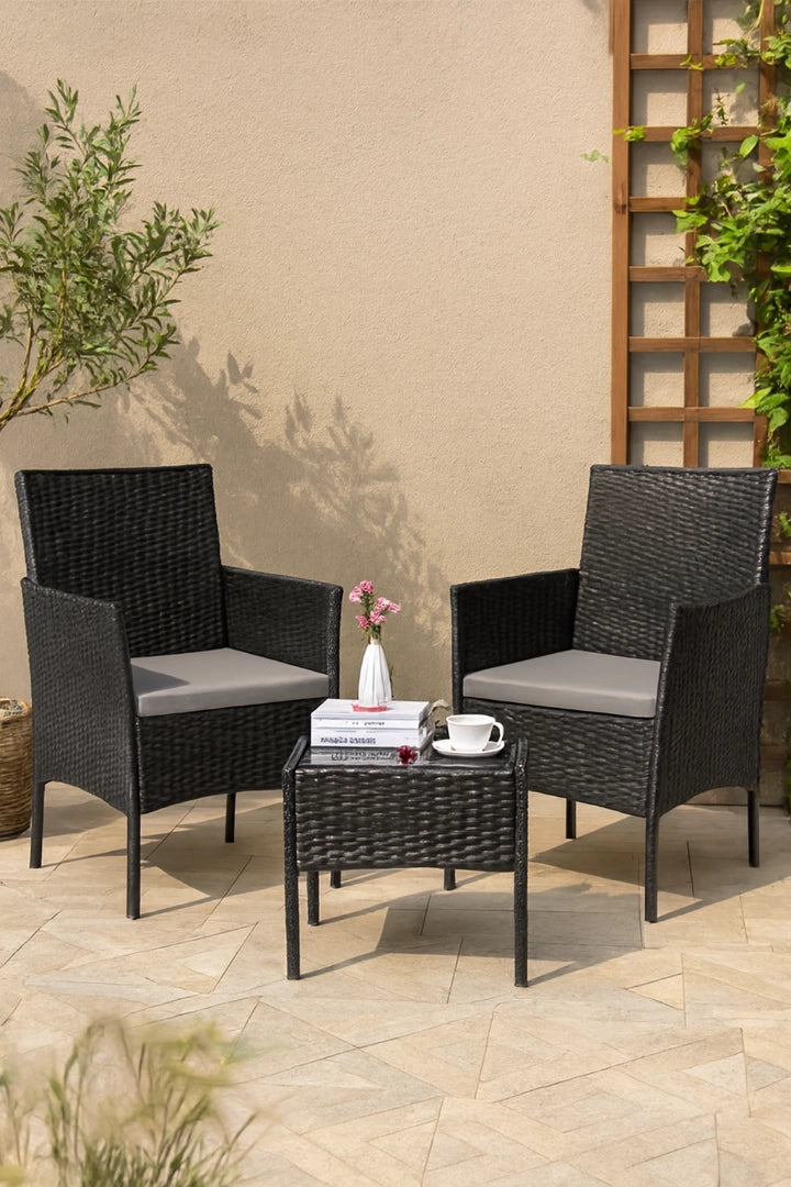 Juego De Jardin Exterior Ratán 3 Piezas Sintetico