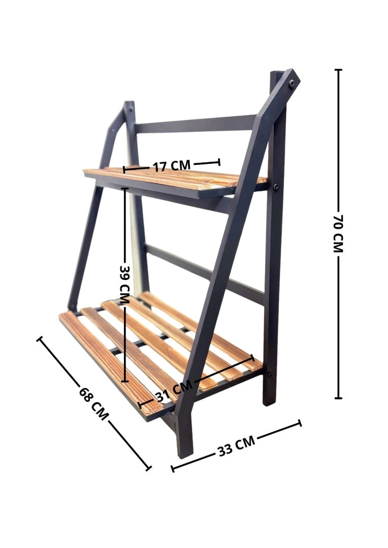Estantería Organizador Madera Y Metal 2 Niveles Para Jardín